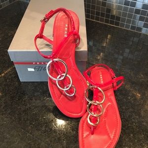 PRADA Red Patent Leather Sandals Size 37.5
